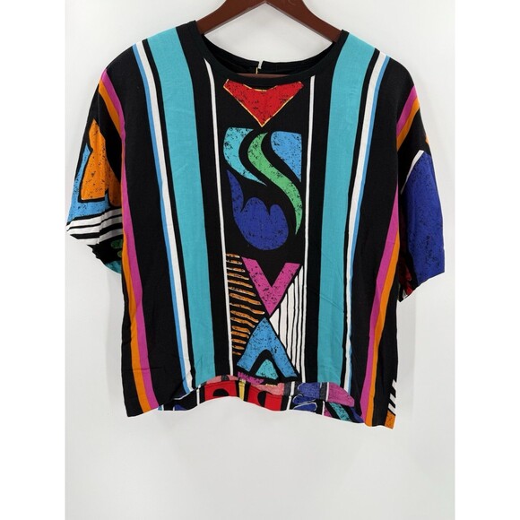 Women’s Vintage 80’s F STOP Graphic Print Short Sleeve Size LARGE Retro Y2k 90's - Picture 5 of 9
